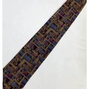 Daniel De Fasson Mens Necktie Geometric Pattern Silk Tie